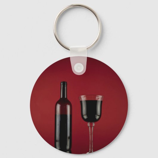Wijn rode glazen fles sleutelhanger (Voorkant)