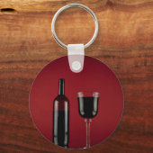 Wijn rode glazen fles sleutelhanger (Voorkant)
