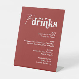 Wijn Rode Kerst Drink Menu Bruiloft Bar Reclamebord Met Voetstuk