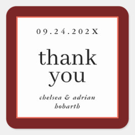 Wijn Rode Rand Eenvoudige Huwelijksgunst Vierkante Sticker