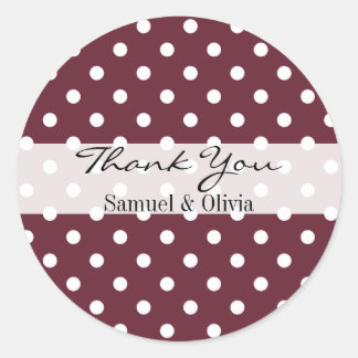 Wijn Rode ronde aangepaste polka gestippeld dank u Sticker