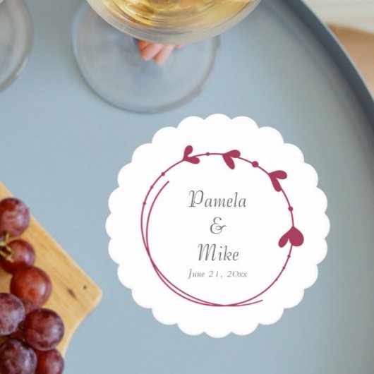 Wijn Rood Eenvoudig Hart Krans Bruiloft Kartonnen Onderzetters