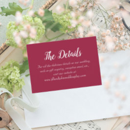 Wijn Rood Eenvoudige Stijl Trouwdetails Informatiekaartje