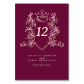 Wijn rood en licht perzik hart kroon bruiloft kaart (Voorkant)