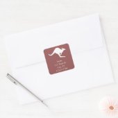 Wijn Rood en Witte Kangoeroe Adres Vierkante Sticker (Envelop)