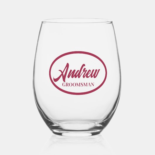 Wijn Rood Gestileerde Naam Bruiloftsgroomsman Glas (Voorkant)