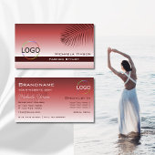 Wijn rood gradiënt palmleder met Logo Professional Visitekaartje