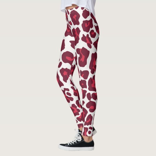 Wijn rood luipaard patroon leggings (Links)
