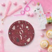 Wijn Rood Nordic Joy Kerstboom Candy Cane Bell Papieren Bordje (Feest)