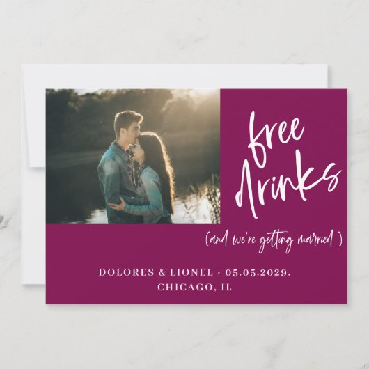 Wijn Rood Paar Fotobruiloft Bewaar de datum Save The Date (Voorkant)