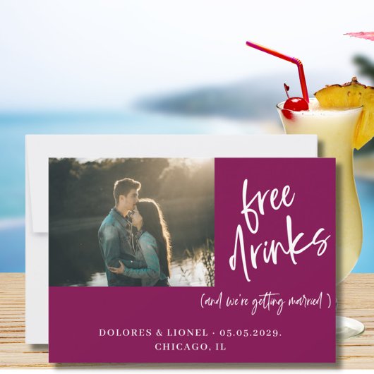 Wijn Rood Paar Fotobruiloft Bewaar de datum Save The Date