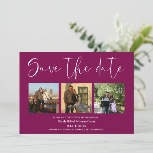 Wijn Rood Paar Foto's Trouwen Save the date (Staand voorkant)