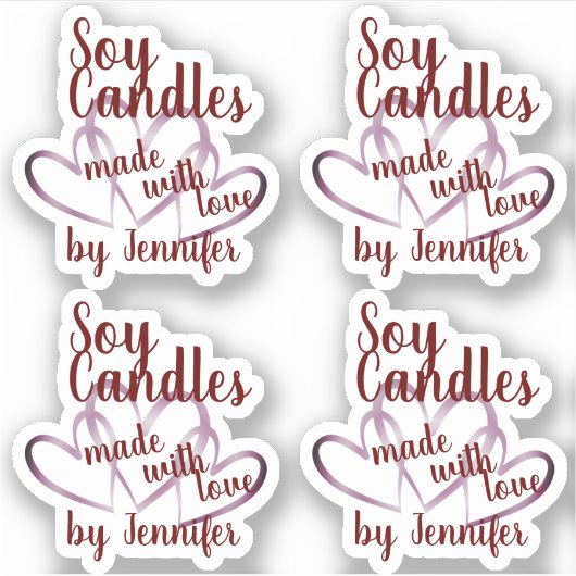 Wijn Rood Paars hart gemaakt met liefdeszekaarsen Sticker (Voorkant)