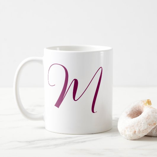 Wijn Rood Roze Monogram Initiaal Naam Huwelijkscad Koffiemok (Met donut)