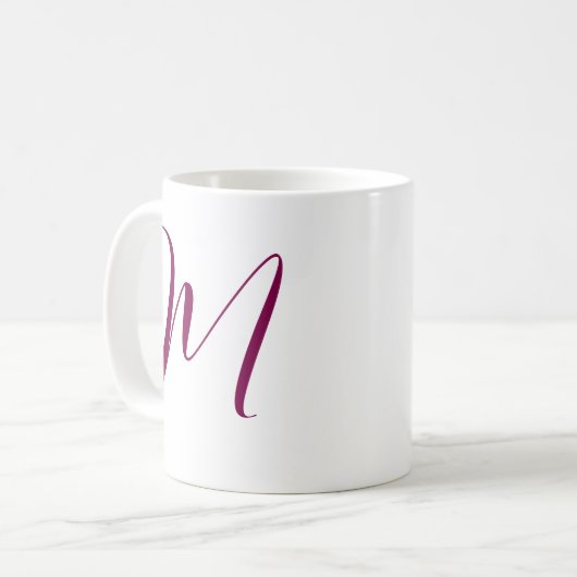 Wijn Rood Roze Monogram Initiaal Naam Huwelijkscad Koffiemok (Voorkant links)