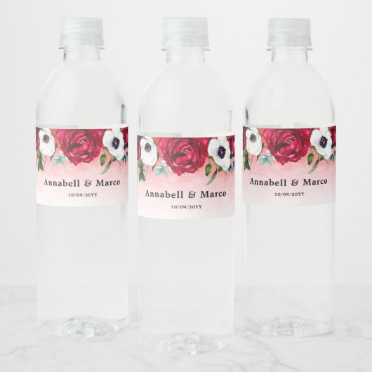 Wijn Rood Wit Bloemig Waterfles Etiket (Flessen)