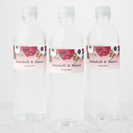 Wijn Rood Wit Bloemig  Waterfles Etiket (Flessen)