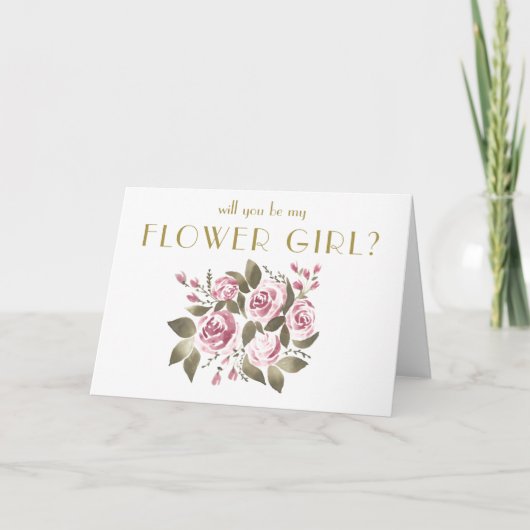 Wijn Roos Boeket Wil je mijn bloemenmeisje zijn? (Voorkant)