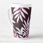 Wijn Roze Botanische Palm Fronds Tropische Patroon Latte Mok (Linkerhoek)