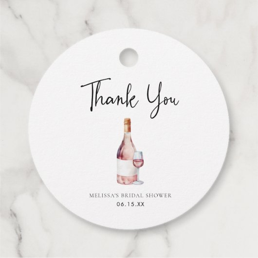 Wijn Roze Bruiloftsfeest Bedankjes Labels (Achterkant)
