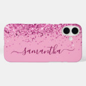 Wijn Roze Glitter Meisjesachtige Handtekening Case-Mate iPhone Case (Achterkant (horizontaal))