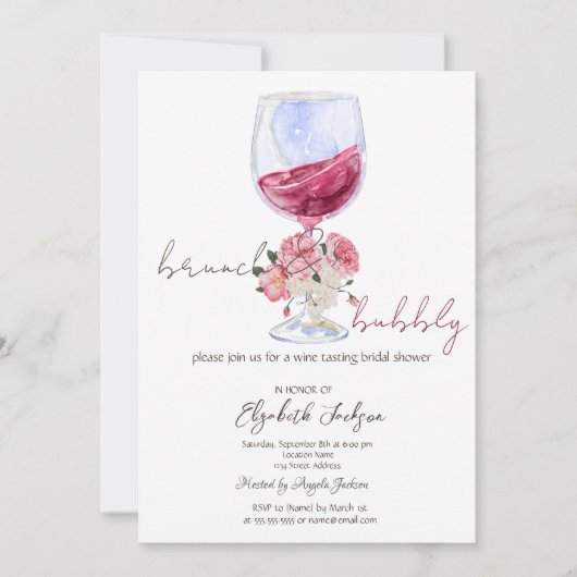 Wijn Rozen Glitter Drips Brunch Bubble Kaart (Voorkant)