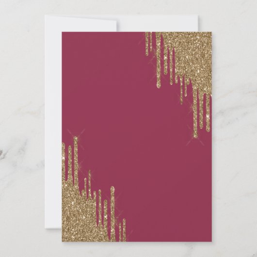 Wijn Rozen Glitter Drips Brunch Bubble Kaart (Achterkant)