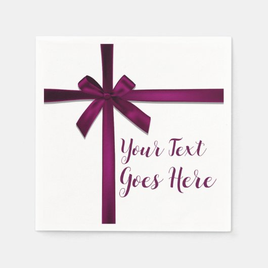 Wijn Satijnen Lint Boog Kerst Vakantie Feest Servet (Voorkant)