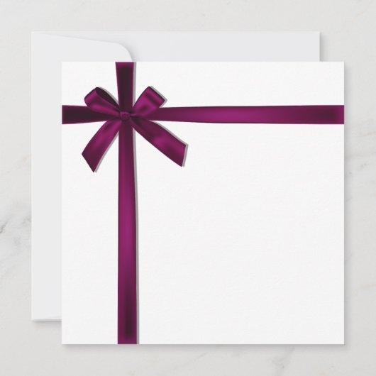 Wijn Satin Ribbon Bow Kerstfeest Kaart (Achterkant)