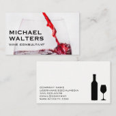 Wijn schenken in glas | rode wijn visitekaartje (Voorkant / Achterkant)