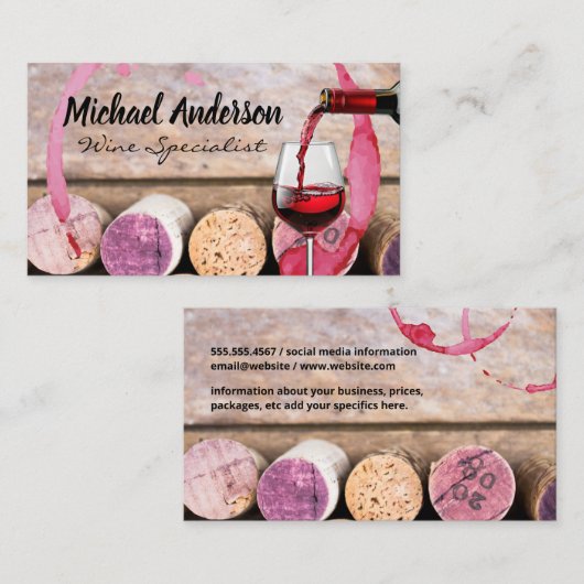 Wijn schenken | Kurken | Wijngaard Visitekaartje (Voorkant / Achterkant)