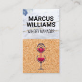 Wijn schenken | Marmer Kurk Achtergrond Visitekaartje (Voorkant)