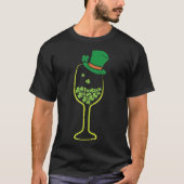 Wijn Shamrocks Art St Patricks Dag Drink T-shirt (Voorkant)