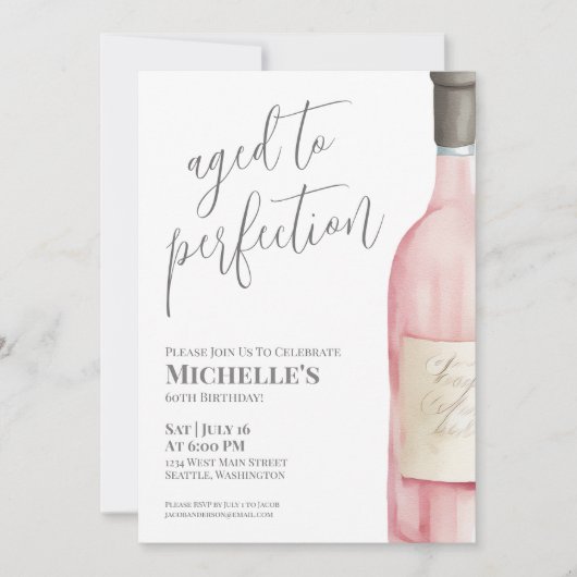 Wijn Simple Zestigste Verjaardagsfeest Kaart (Voorkant)