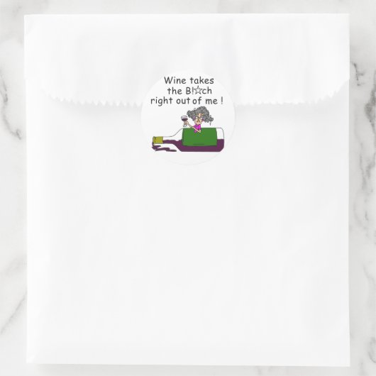 Wijn smelt me ronde sticker (Tas)