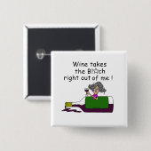 Wijn smelt me vierkante button 5,1 cm (Voorkant /achterkant)