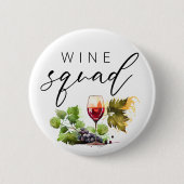 Wijn Squad met Vintage Waterverf Ronde Button 5,7 Cm (Voorkant)