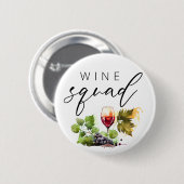 Wijn Squad met Vintage Waterverf Ronde Button 5,7 Cm (Voorkant /achterkant)