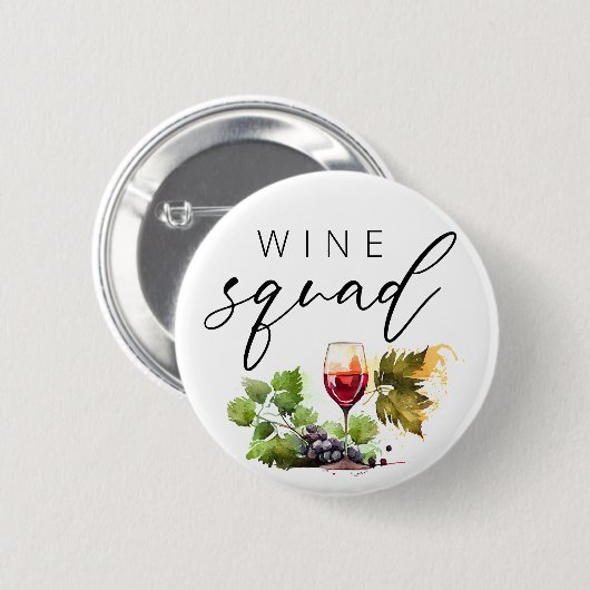 Wijn Squad met Vintage Waterverf Ronde Button 5,7 Cm (Voorkant /achterkant)