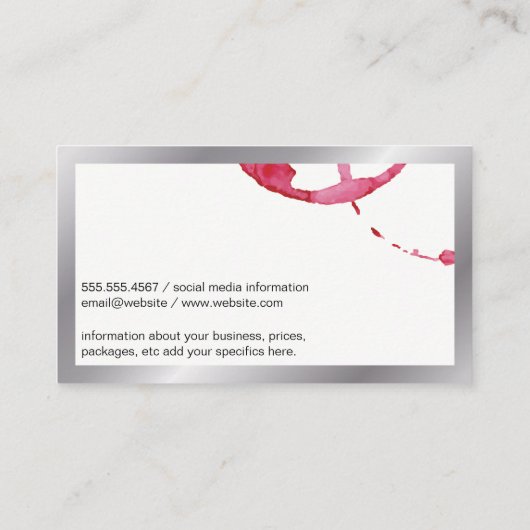 Wijn Stain Silver Border Visitekaartje (Achterkant)