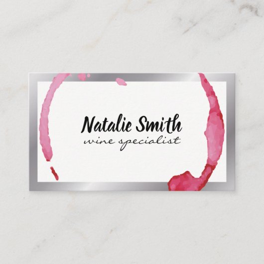 Wijn Stain Silver Border Visitekaartje (Voorkant)