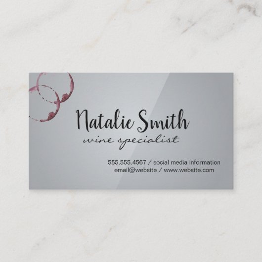 Wijn Stains | Grijze verliezen Visitekaartje (Voorkant)