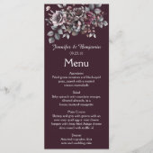 Wijn, Stof Paars, Donker Teal Bruiloft | Menu (Voorkant)