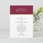 Wijn Stylish Gold foil Weddenschap modern Menu (Staand voorkant)