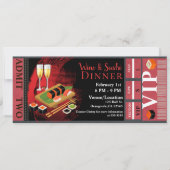 Wijn & Sushi Diner Lunch VIP Event Feest Ticket Kaart (Voorkant)