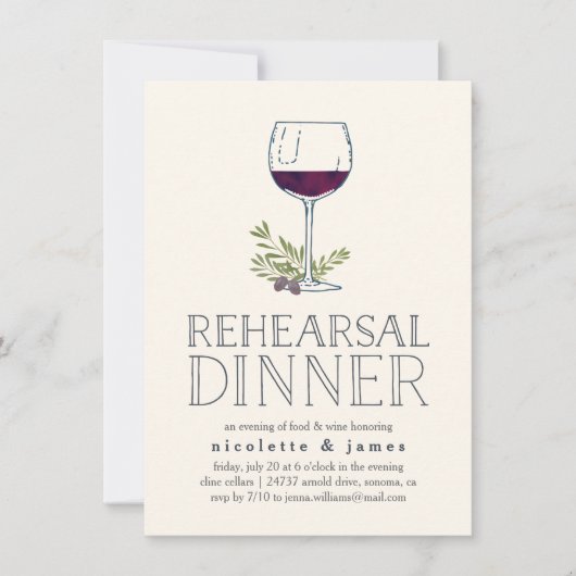 Wijn Tasting Rehearal Dinner Invitation Kaart (Voorkant)