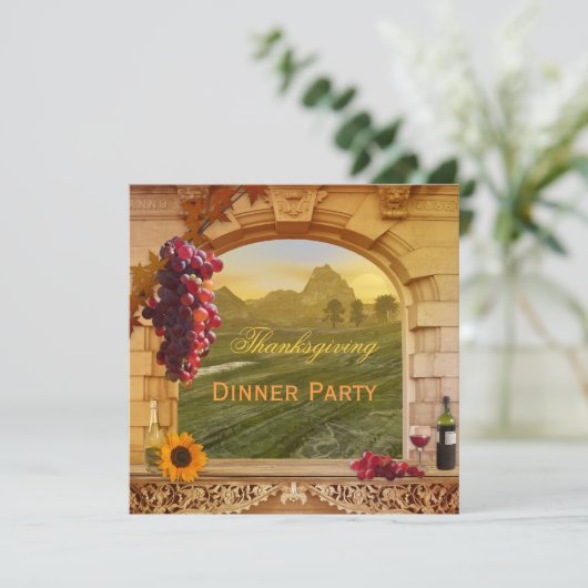 Wijn Thanksgiving Diner Uitnodiging (Staand voorkant)