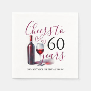 Wijn Thema 60e Verjaardag Cocktail Servetten