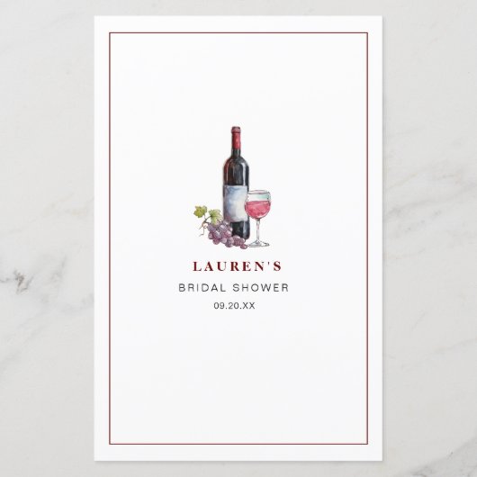 Wijn Thema Bruids Bingo Douche spelletjes (Achterkant)