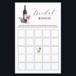 Wijn Thema Bruids Bingo Douche spelletjes<br><div class="desc">Wijn thema Vrijgezellenfeest Bingo spel kaart met waterverf wijnglas en fles. Personaliseer de achterkant van de kaart met de naam van de bruid en douchedatum.</div>